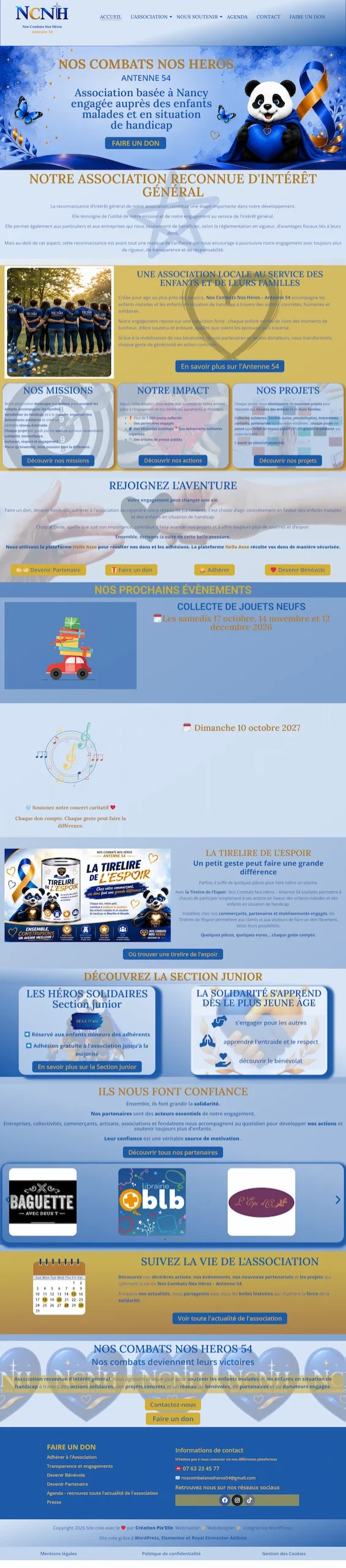 Visuel de la page d'accueil du site ncnh54.org, réalisé par Création Pix'Elle